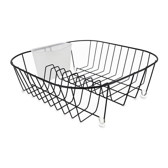 Escurridor de Platos Simple Kitchen con Porta Utensilios Negro Mate