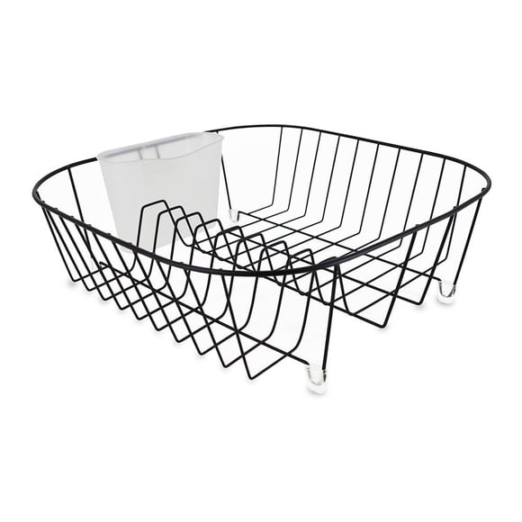 Escurridor de Platos Simple Kitchen con Porta Utensilios Negro Mate