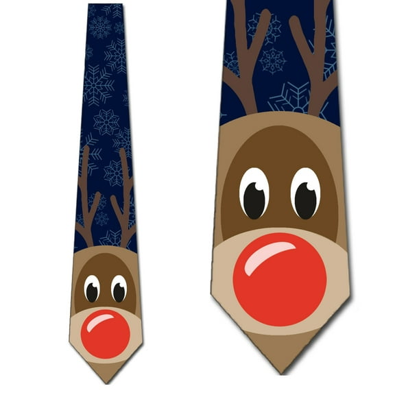 Christmas Ties Mens Rudolph Necktie Holiday Reindeer Tie by Three Rooker