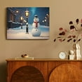 thumbnail image 4 of Fenyluxe Christmas Snowman Under the Street Lamp Canvas Wall Decor for Bedroom Kitchen - Ready To Hang Room Home Art Decor - Print On Canvas 16x12in, 4 of 6