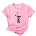 thumbnail image 2 of Camisetas de Cuello de Tripulación de Manga Corta para las Mujeres Cartas de Impresión de Pascua Camiseta de Manga Corta, Spandex de Poliéster, 2 of 5
