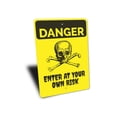 thumbnail image 3 of Danger Sign, Skull Sign, Crossbones Sign, Enter Own Risk Sign, Danger Enter Sign, Haunted House Decor, Skull Aluminum Decor - 10x14 inches, 3 of 4