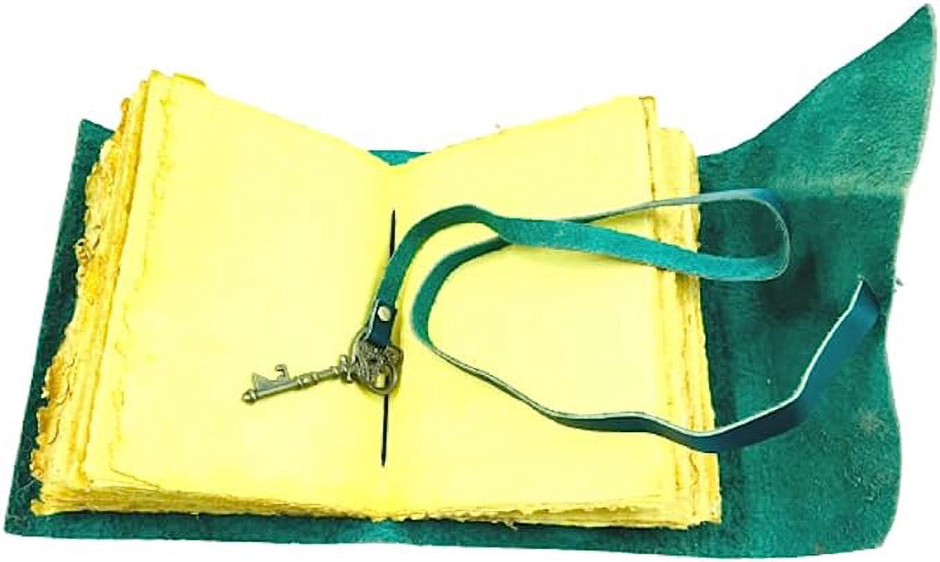 OVERDOSE Deckle Turquoise Leather Journal with Key - Vintage Journal Men & Women Sketch Writing Diary Sketchbook Book of Shadows Handmade Vintage Deckle Edge Paper 5 x 7 inches | 12 x 17 cm | A6