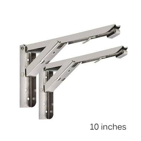 

Dido 1 Pair 10inch Folding Shelf Brackets Heavy Duty Stainless Steel Collapsible Bracket Wall Mounted DIY Foldable Brackets for Table Desk Workbench