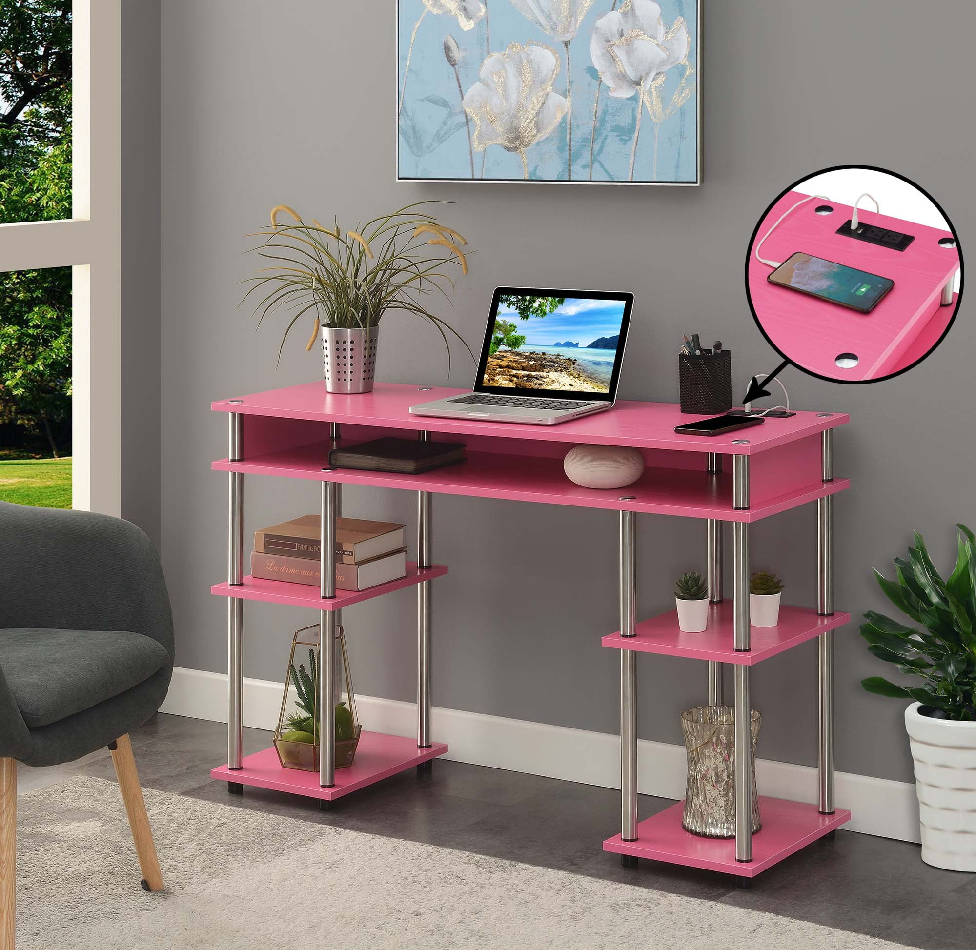 small pink desk