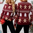 thumbnail image 4 of Light Up Gingerbreads Man Ugly Christmas Sweater for Holiday Parties Women Long Sleeve Crewneck Knit Pullover Jumper Top, 4 of 9