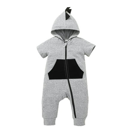 

Rovga Baby Boys Girls Short Sleeve Cartoon Dinosaur Hoodies Romper Jumpsuit Clothes Girls Boys Romper&Jumpsuit