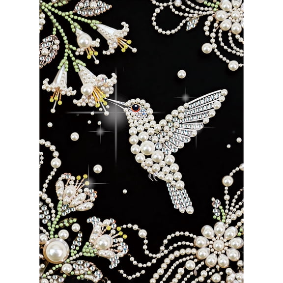 5D DIY Pearl Diamond Painting Kit, Tulip and Bird Round Pearl Diamond Art Kit Sparkling creative craftwork, ideal for home décor and gift selection 15.7 x 11.8 in