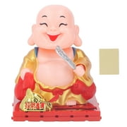 Monk Decoration with Solar Power Auto Shaking Hand Buddha Statue Figurine For Home Car Ornaments S Golden