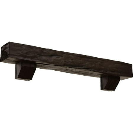 

Ekena Millwork 6 H x 6 D x 60 W Riverwood Faux Wood Fireplace Mantel Kit w/ Ashford Corbels Natural Mahogany
