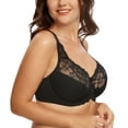 thumbnail image 3 of Exclare Women Full Coverage Plus Size Bras Lace Floral Underwire Bra(Black,42D), 3 of 7