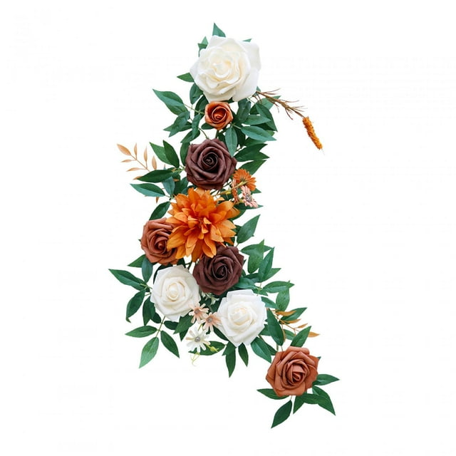simhoa Chair Back Artificial Flower Artificial Floral Swag for Ceremony Chair Party orange