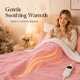 thumbnail image 5 of PYROEPLEEA Heated Electric Blanket Full Size 72 x 84 in, Flannel Sherpa, 6 Heat Settings, 1-12 Hr Auto Off, Machine Washable for Bed or Couch-Pink, 5 of 9