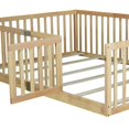 thumbnail image 5 of Sesslife Full Size Floor Bed with High Fence & Door, Wood Toddler Bed with Salts and 21.5” Safety Guardrails, Montessori Floor Bed, Full Bed Frame for Kids Boys Girls, No Box Spring Needed, Natural, 5 of 10