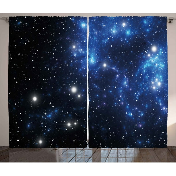 Constellation Curtains 2 Panels Set, Outer Space Star Nebula Astral Cluster  Astronomy Theme Galaxy Mystery, Window Drapes for Living Room Bedroom, 