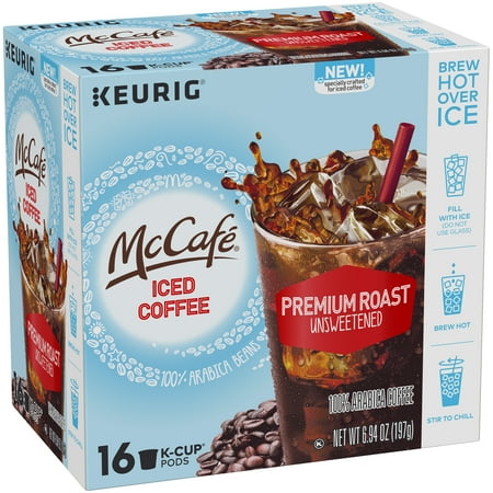 McCafe Premium Roast Unsweetened Iced Coffee K Cup Pods 16 Ct Box McCafe Premium Roast Unsweetened Iced Coffee K Cup Pods 16 Ct Box