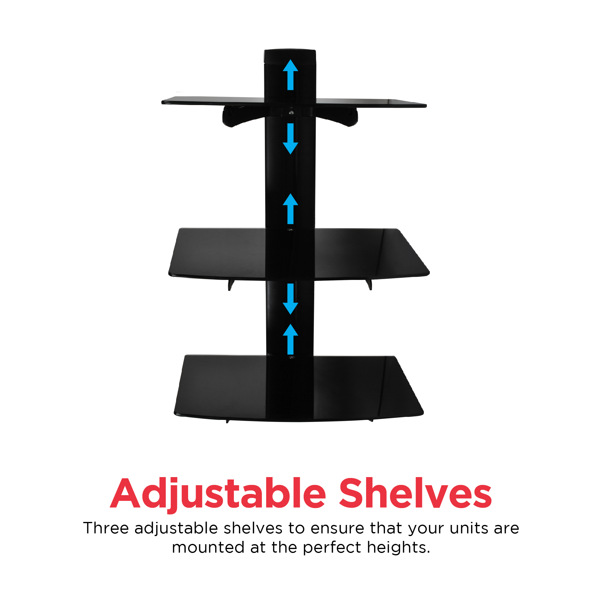 Ematic Adjustable Universal DVD Player Wall Mount 15" 3-Tier Floating Shelf - image 5 of 8