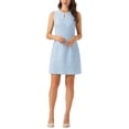 thumbnail image 1 of INSPIRE CHIC Vestido de Tweed para Mujer con Escote en Llave, Corte A, Sin Mangas, Vestidos de Trabajo, Azul Claro S, 1 of 6