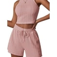 thumbnail image 3 of Diconna Ensemble de Shorts pour Femmes, Débardeur Sans Manches à Col Rond avec Shorts Unis Tenue d'Été pour Quotidien Fête, 3 of 5