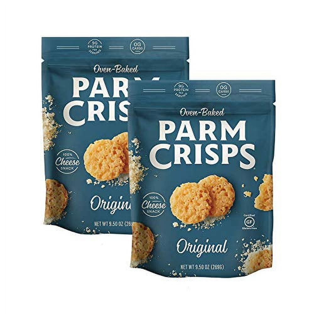 ParmCrisps Party Size Original Parmesan Cheese Crisps, 9.5 oz (Pack of 2), Keto Gluten Free Snacks, 100% Cheese Crisps, Gluten Free, Sugar Free, Low Carb, High Protein, Keto-Friendly