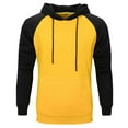 thumbnail image 2 of Pompotops Men Hoodies Color Block Patchwork Blend Fleece Pullover Kanga Pocket Sweatshirts on Sale, 2 of 4
