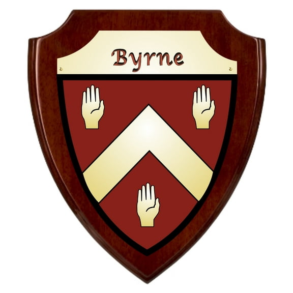 Byrne Irish Coat of Arms Shield Plaque - Rosewood Finish