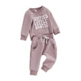 thumbnail image 2 of Yunliwuli Toddler Girls 2 Piece Outfit Letter Print Long Sleeve Sweatshirt and Elastic Pants Set Baby Cute Fall Clothes, 2 of 9