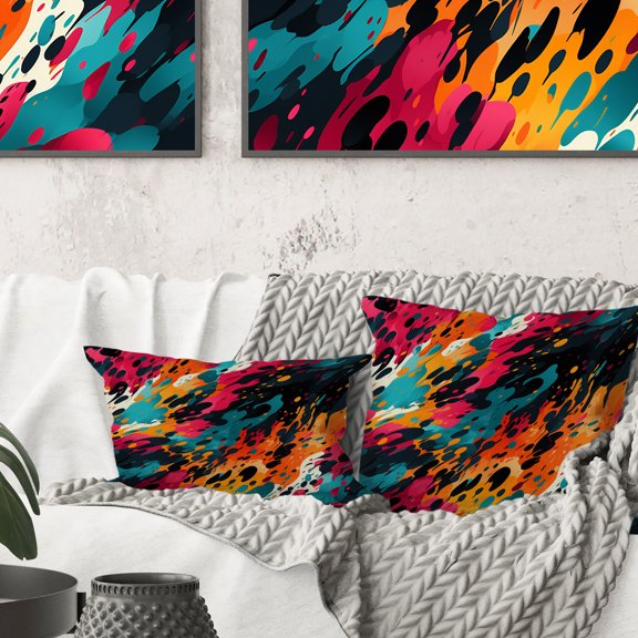 Designart "Neon Tapestry" Abstract Printed Throw Pillow