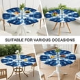 thumbnail image 7 of Indigo Tie Dye Floral Mandala Round Fitted Tablecloth with Elastic Edge,Dining Table Cover Waterproof,Outdoor Round Tablecloth for Camping,Dining,Indoor and Outdoor, 7 of 7