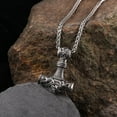 thumbnail image 3 of Men's Viking Thor's Hammer amulet necklace, vintage Nordic Thor's Hammer amulet pendant with a sturdy wheat chain, stainless steel jewelry., 3 of 4