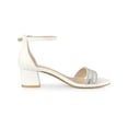 thumbnail image 3 of BLISSFUL STEP Outfit Glittering Ankle Strap Block Heel Open Toe Sandals for Women White 7.5, 3 of 8