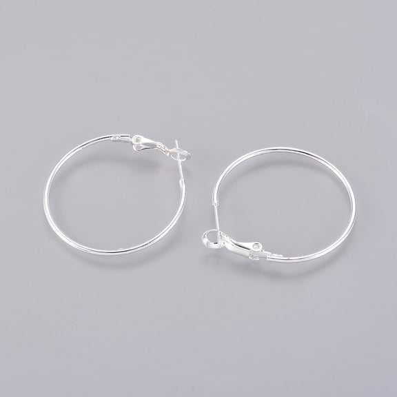 10pcs Brass Hoop Earrings Nickel Free Silver color 30x1.2mm