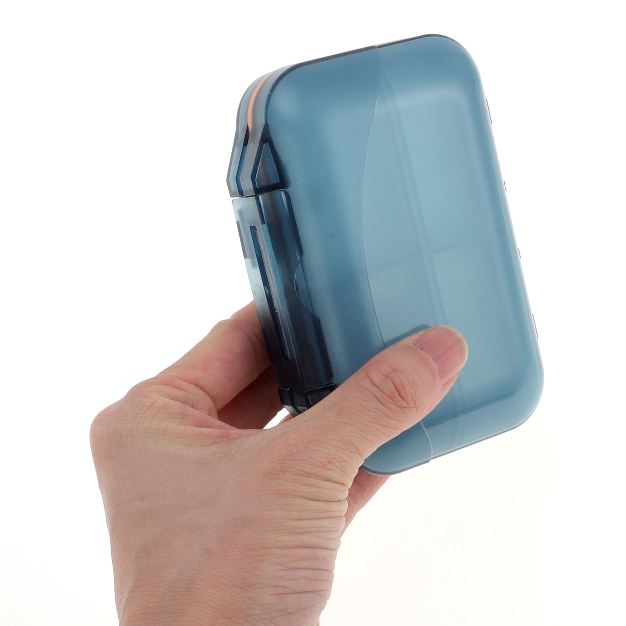 Unique Bargains 7 Grids Double Layers Portable Pill Box 1 Pc Blue, Orange