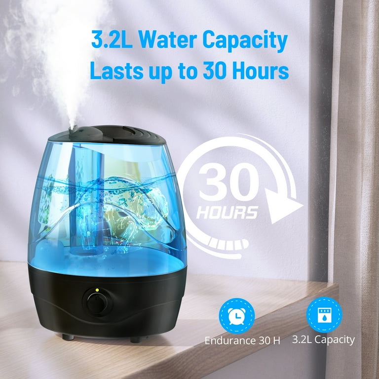 3.2L Top Fill Ultrasonic Humidifier for Bedroom, Home, Baby 3.2L Top Fill Ultrasonic Humidifier for Bedroom, Home, Baby