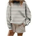 thumbnail image 2 of ClodeEU Women's Long Sleeve T Shirts,Basic Crewneck Striped Tunic Blouses Tops Gray,Womens Plus L, 2 of 5