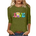 thumbnail image 2 of Xihbxyly Hauts Décontractés pour Femmes T-shirt Imprimé Col Rond de Pâques Manches 3/4 Col Rond Chandail Tendance à Petit Prix, 2 of 5