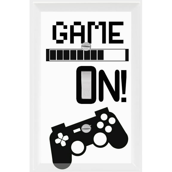 Create-a-Mural White & Black Cool Teens Gaming Single Toggle Light Switch Cover Plate