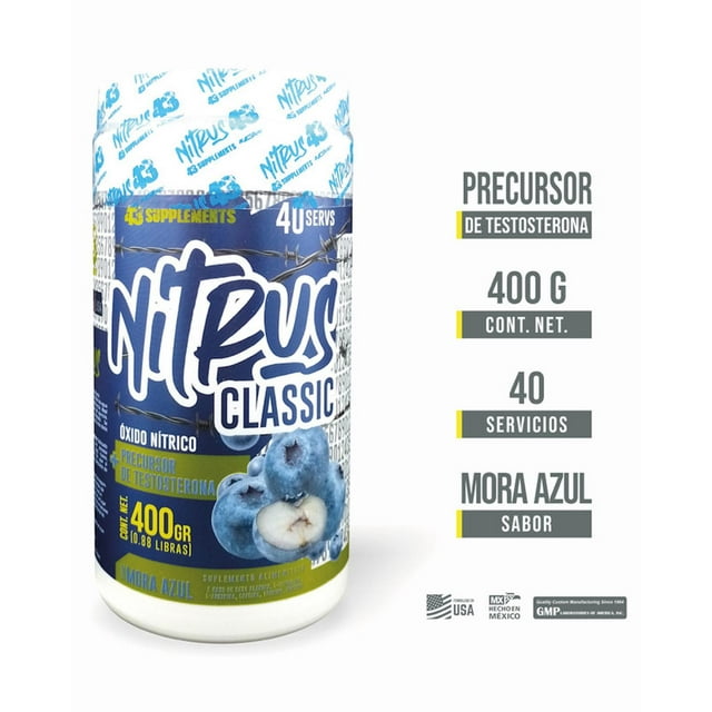 Óxido Nítrico NITRUS 43 Supplements Pre Entreno 400GR Multicolor Unitalla