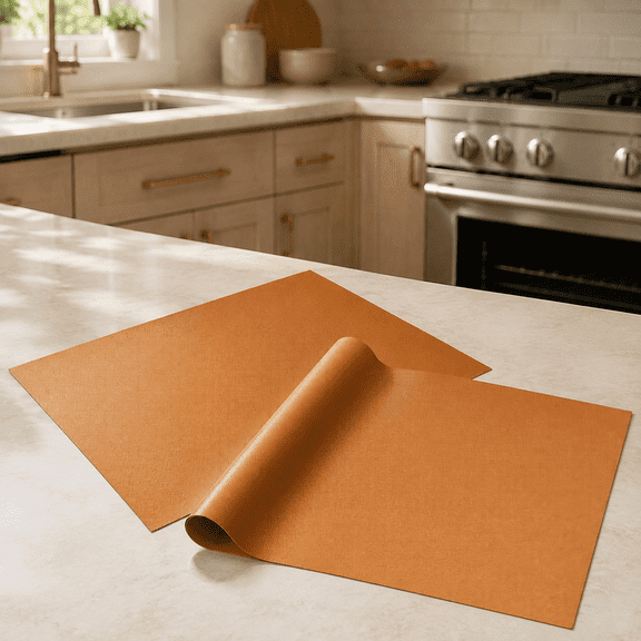 Pinbebor 2 Pack Thickened Copper Oven Liners for Bottom of Oven, Reusable Non-Stick Oven Mats,25x17 inch