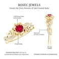 thumbnail image 5 of Rosec Jewels AAAA Quality Lab Grown Ruby Flower Engagement Ring with Diamond - Nature Inspired Ring for Women - with Jewelry Box, 14K Yellow Gold, US 8.50, 5 of 8