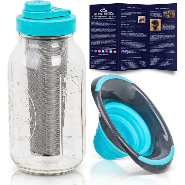 Brewing America Cold Brew Coffee Maker Kit Infused Tea Mason Jar 2