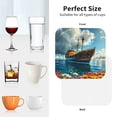 thumbnail image 5 of Leather Coasters with Heat-resistant for Drinks, Floral Ship On Ocean Cup Coasters Cup Pad Mat for Tabletop Protection, Coffee Table, Office Desk and Housewarming Gift, 5 of 5