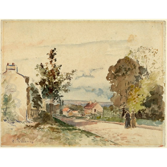 The Road from Versailles to Louveciennes by Camille Pissarro - 12" x 18" Art Print Wall Decor