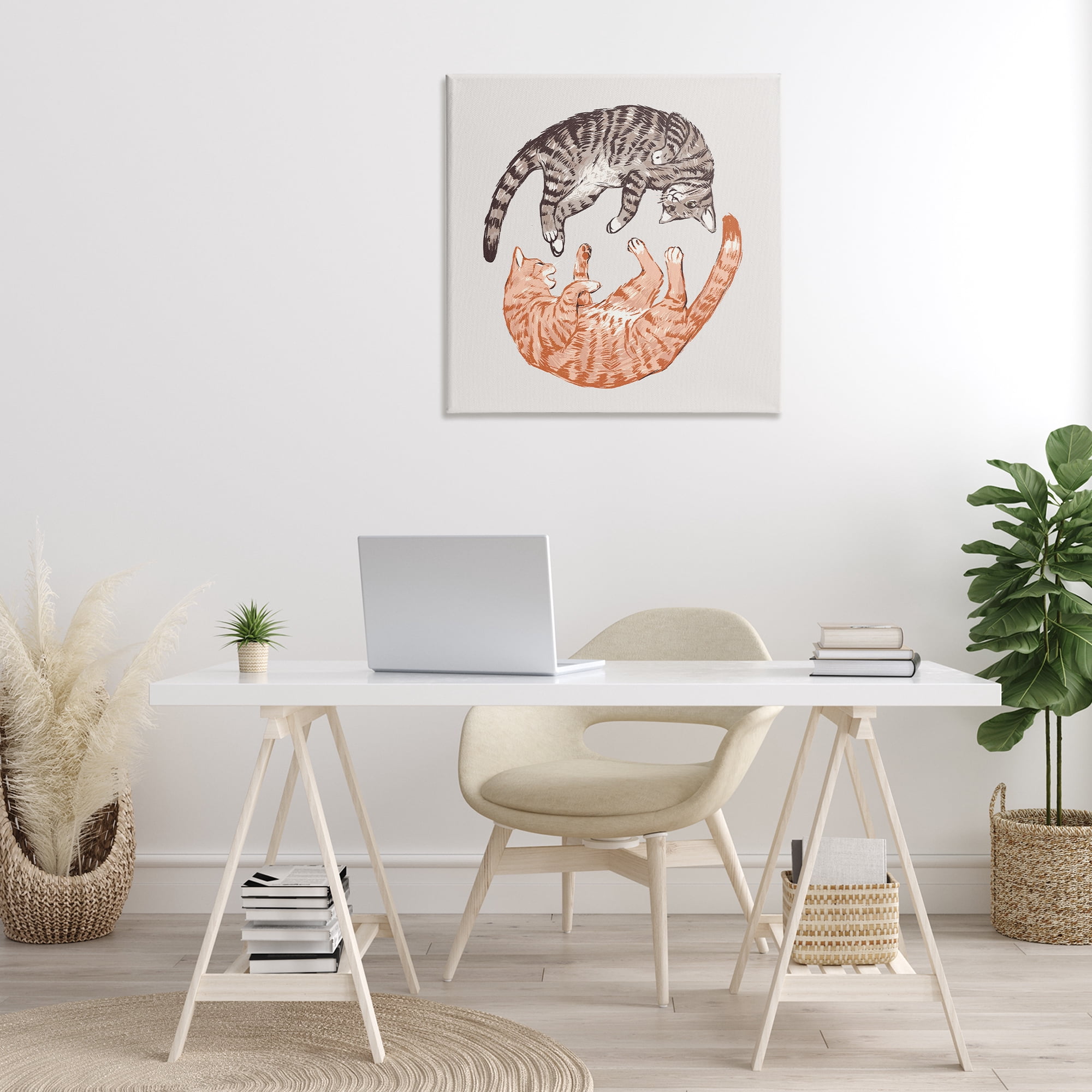 Stupell Industries Tabby Cats Duo Animals & Insects Painting Gallery Wrapped Canvas Art Print Wall Art, 30 x 30