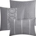 thumbnail image 3 of Nanshing Tessa Microfiber 6-Piece Bedding Comforter Set with BONUS Pillows, King, Grey, 3 of 8