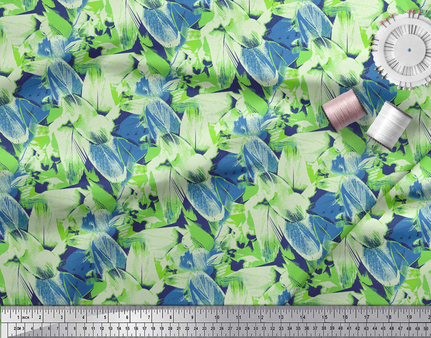 Soimoi Blue Heavy Canvas Fabric Brush Stroke Abstract Print Sewing Fabric Yard 58 Inch Wide