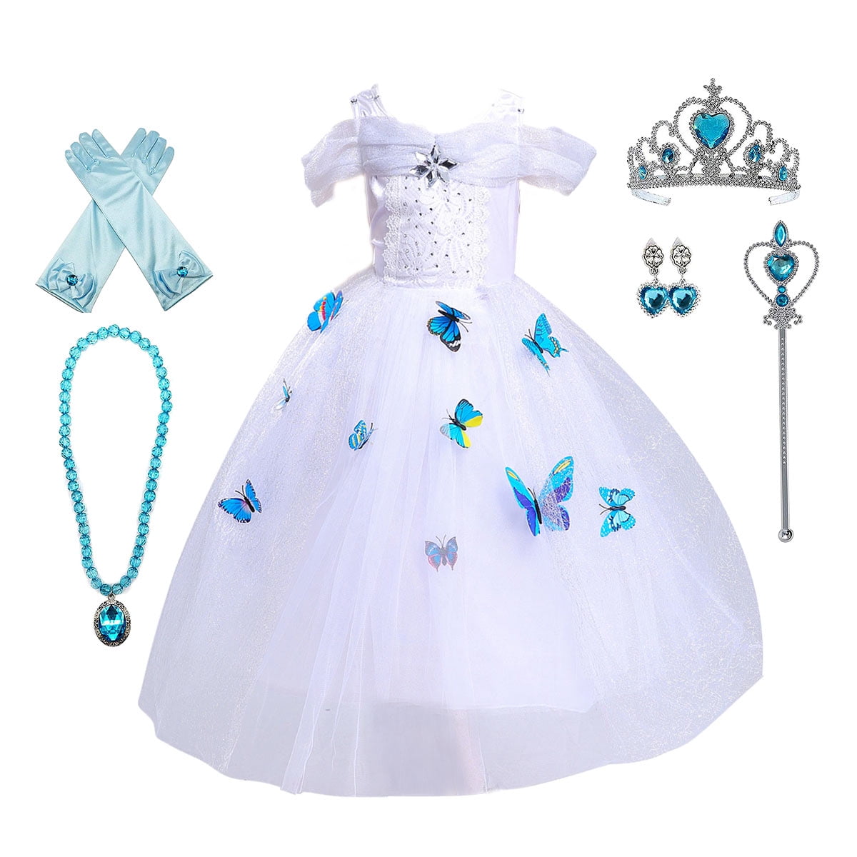 White w/tiered layers Girl's Fancy Costume Princess Dress size 4-5 