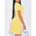 thumbnail image 3 of Women'S Dress Short Sleeve Elegant Wedding Cocktail Bodycon Midi Fishtail Dresses Yellow XL, 3 of 5