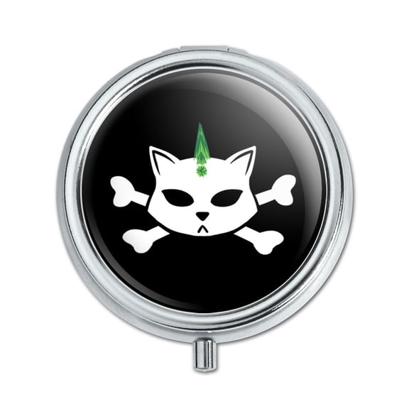 Skulls Crossbones Cat Stick Figure Family Pet Pill Box