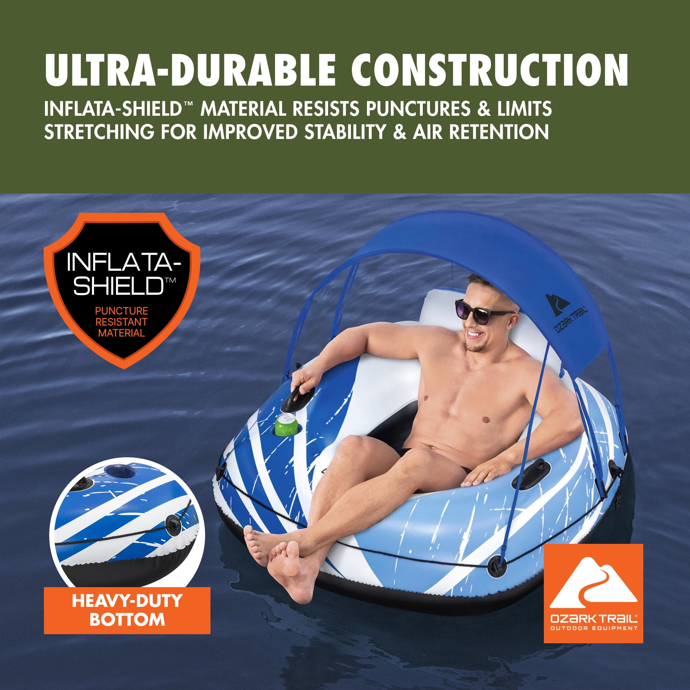 (2 pack) Ozark Trail Rapid Rider Canopy River Tube with Removable Shade 48.5"